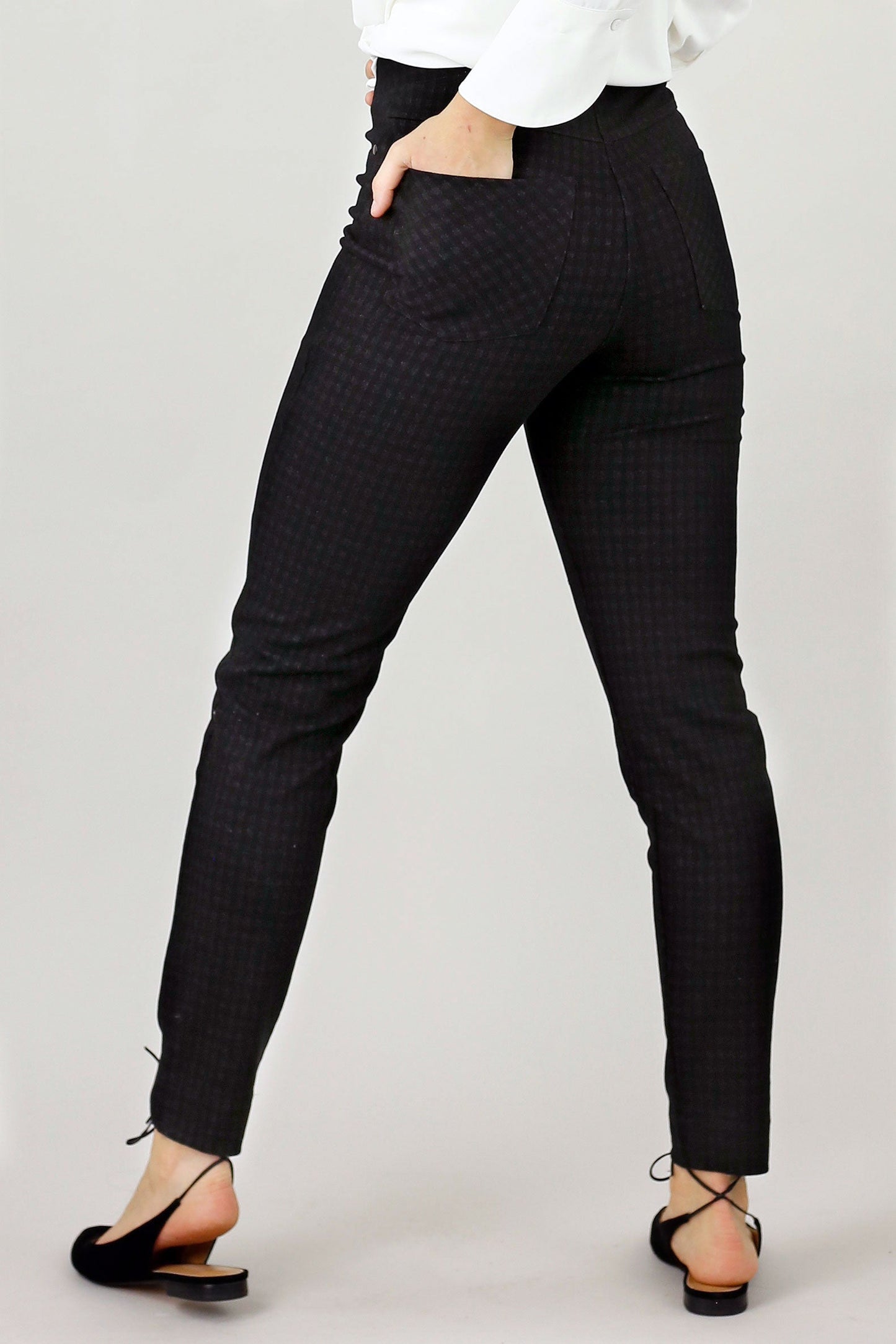Dark Check Ponte Relaxed Slim Jean