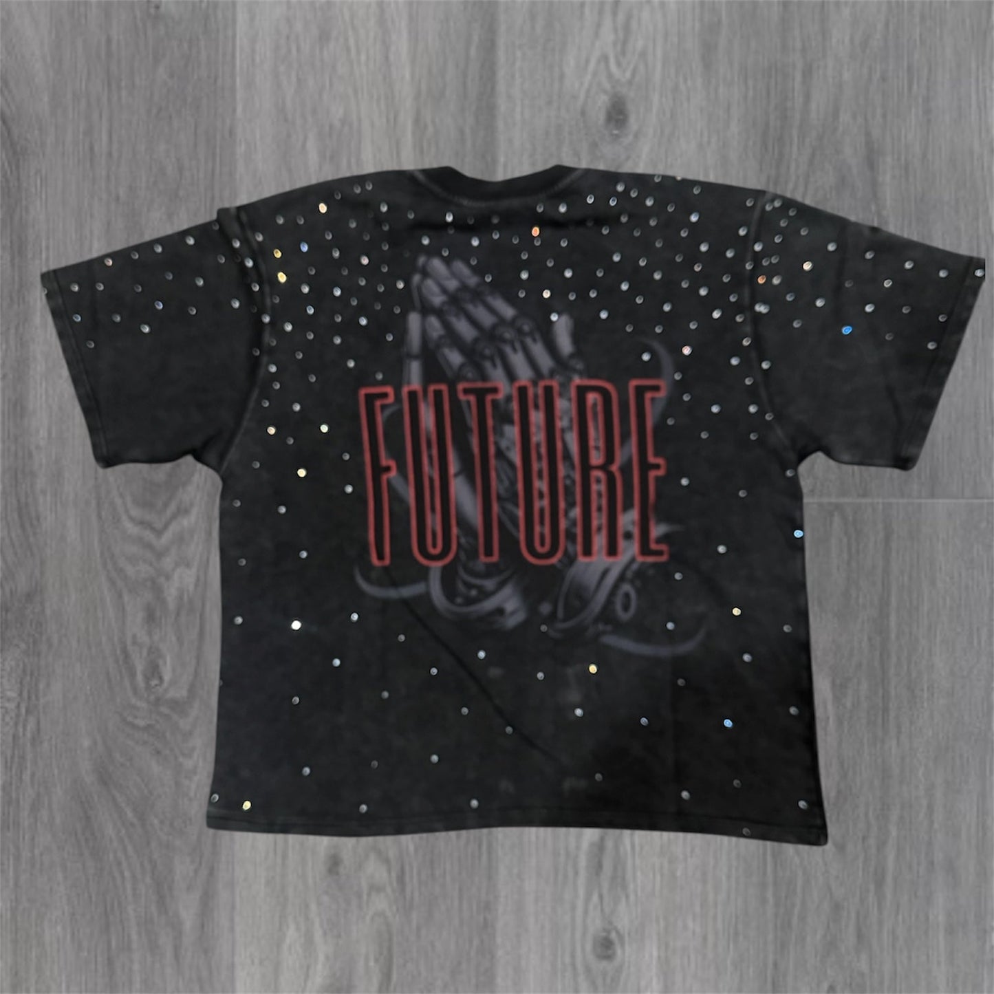 Steel Souls Rhinestone T-shirt - Black - 11198