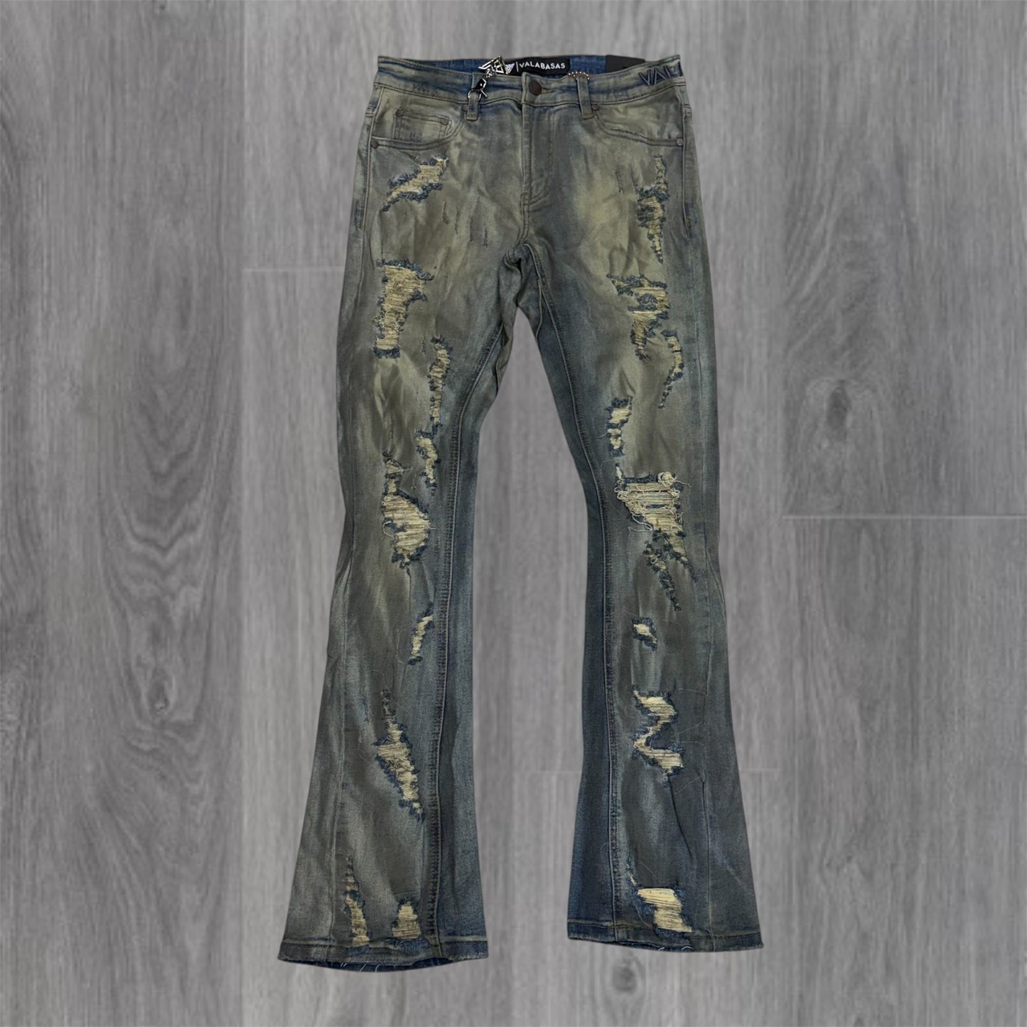 Valabasas - Stacked Steeltoe Distress Denim - Light Vintage wash 1090
