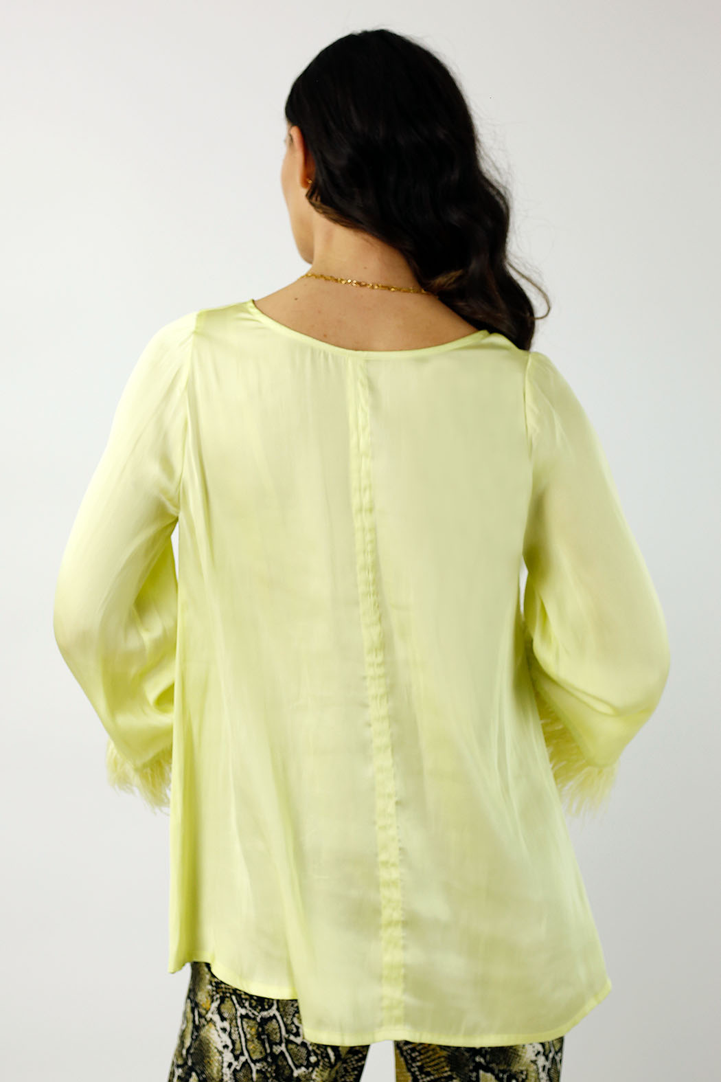 Chartreuse Silky Feather Top - Final Sale