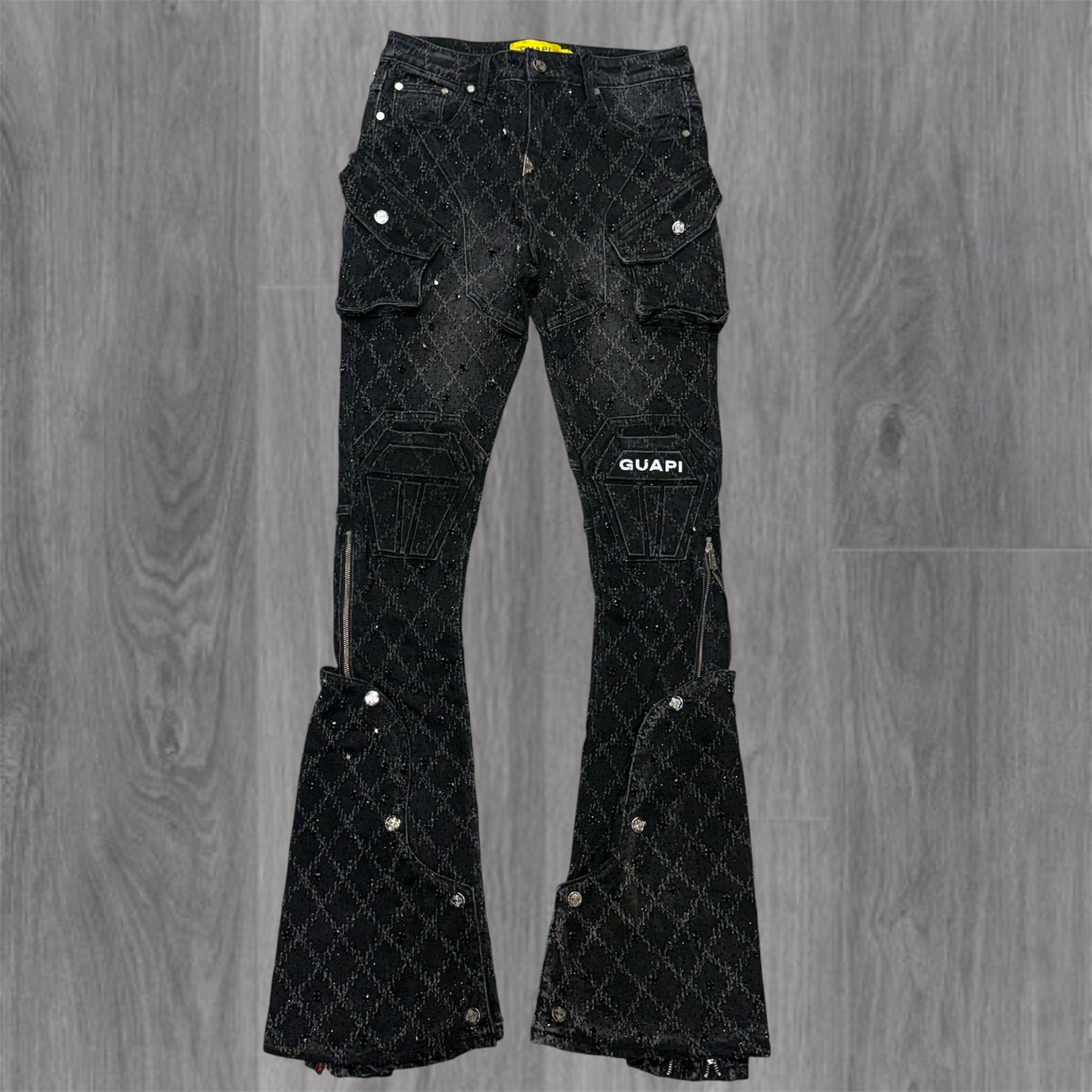 GUAPI - Stacked Obsidian Embellish Denim - Black Coffin