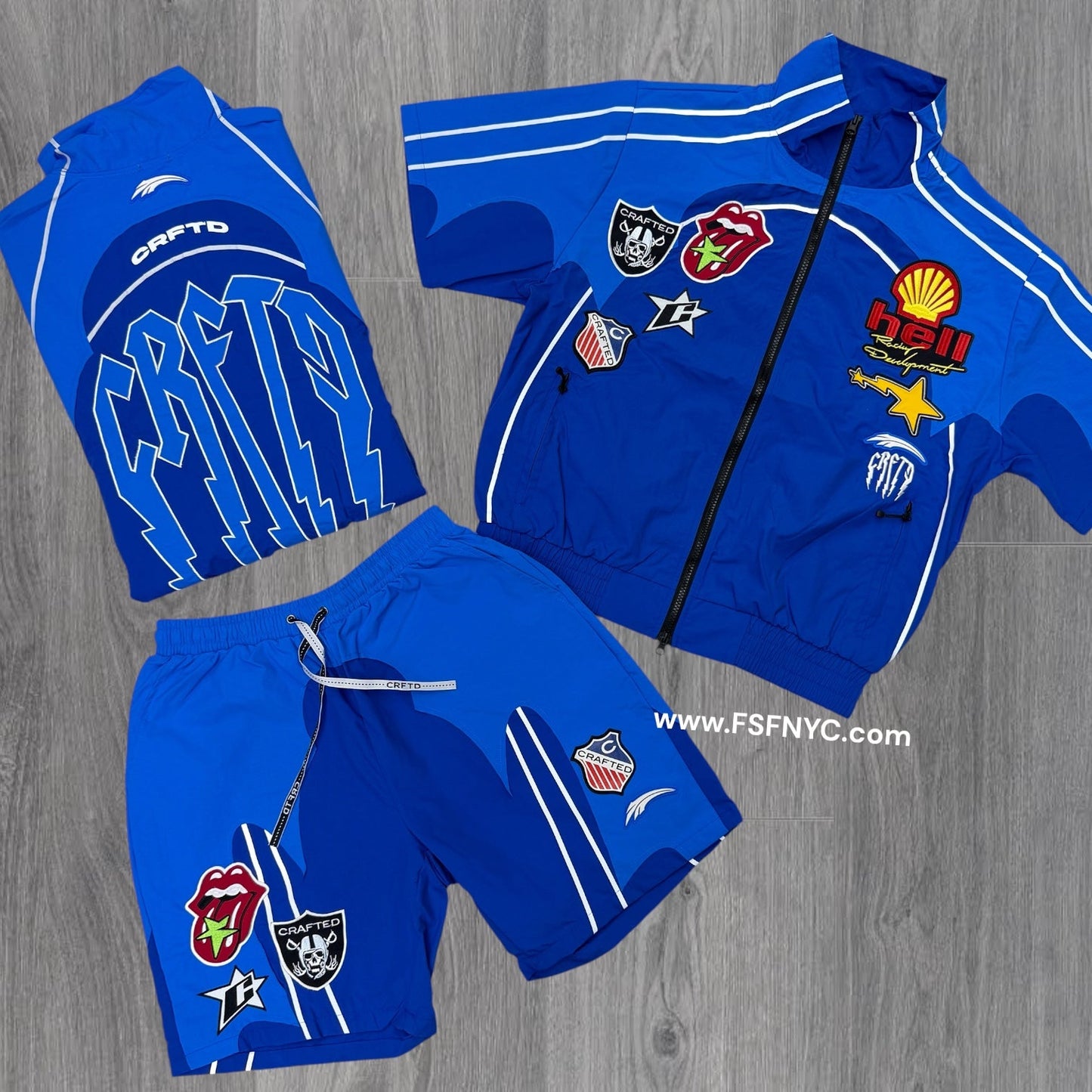 Crafted - Patch Work Windbreaker Short Set - Royal - 589 590