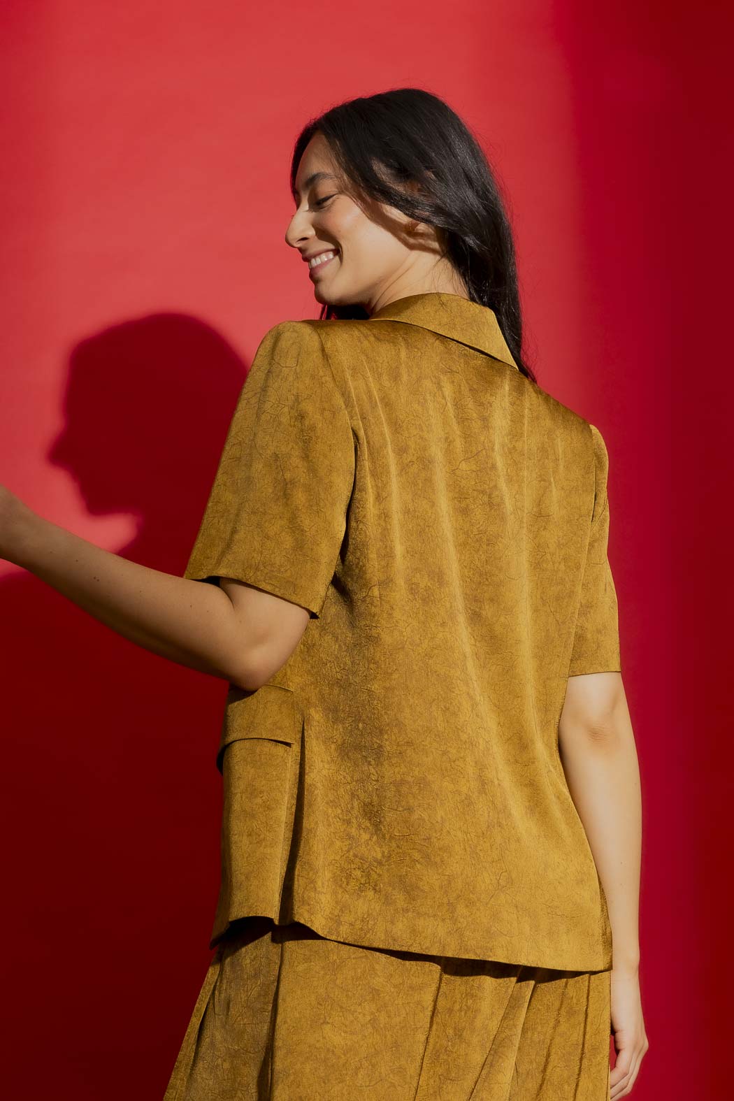 Gold Tailored Short Sleeved Blazer