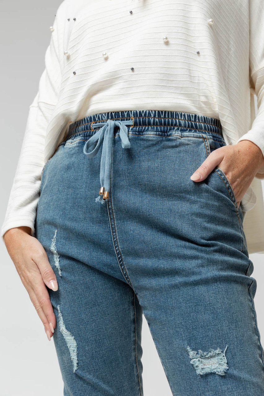 Denim Drawstring Jean