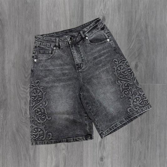 SYN - Legacy Emboss Denim Shorts - Dk Grey Wash