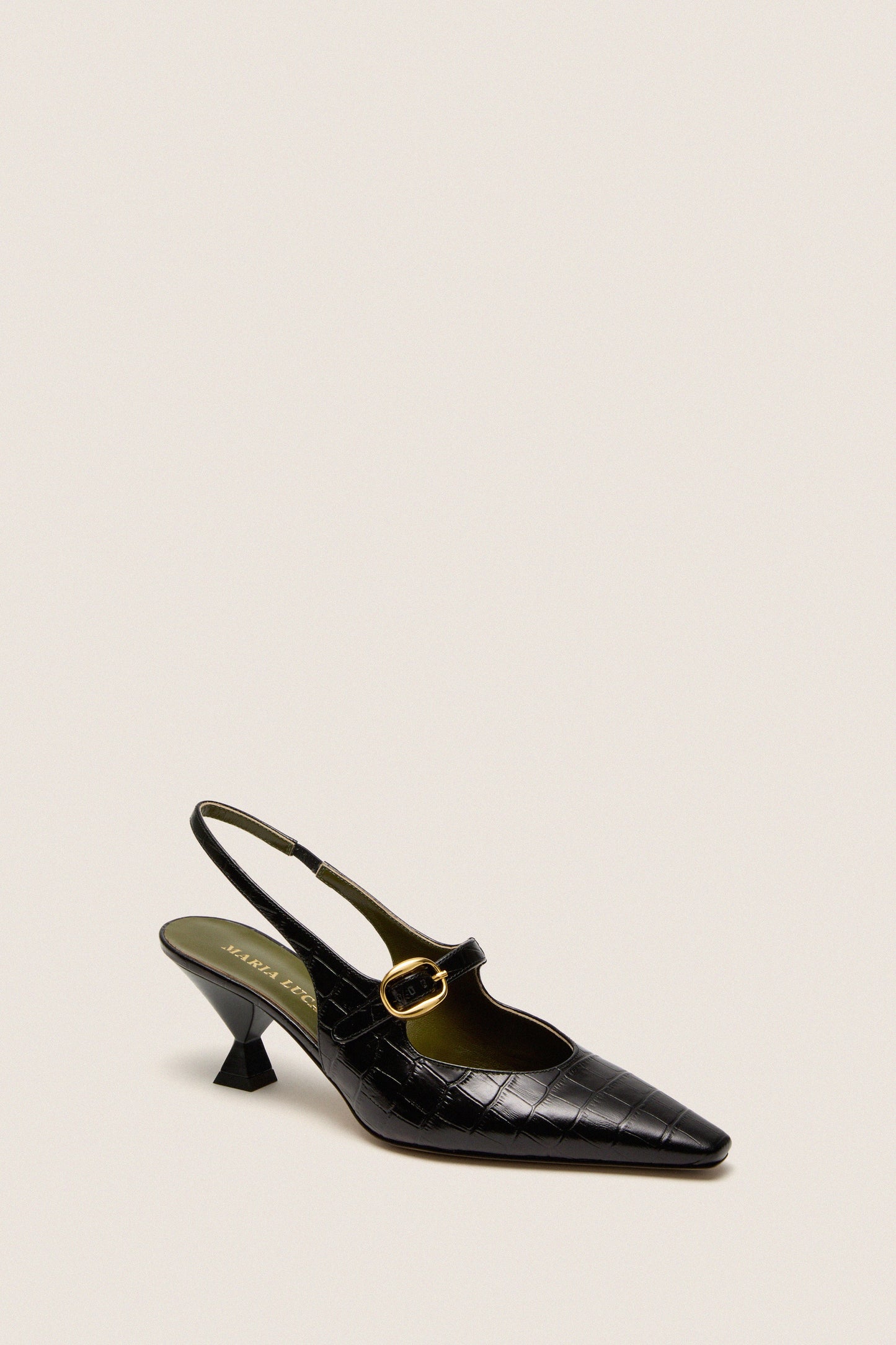 Black Natalia Sling Back Heels