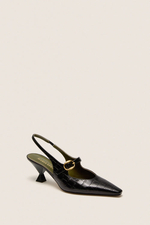 Black Natalia Sling Back Heels
