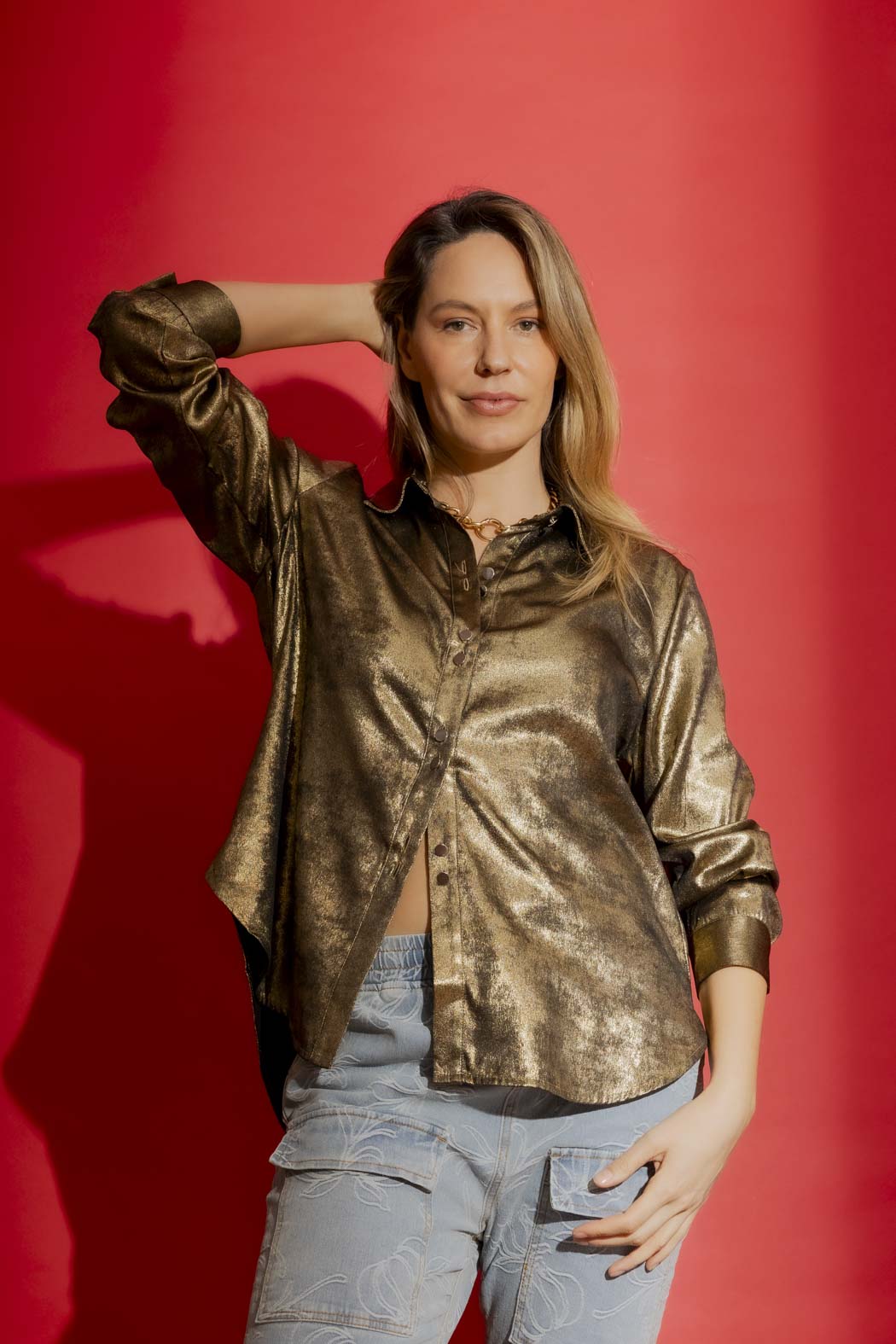 Gold Liquid Lame Shirt