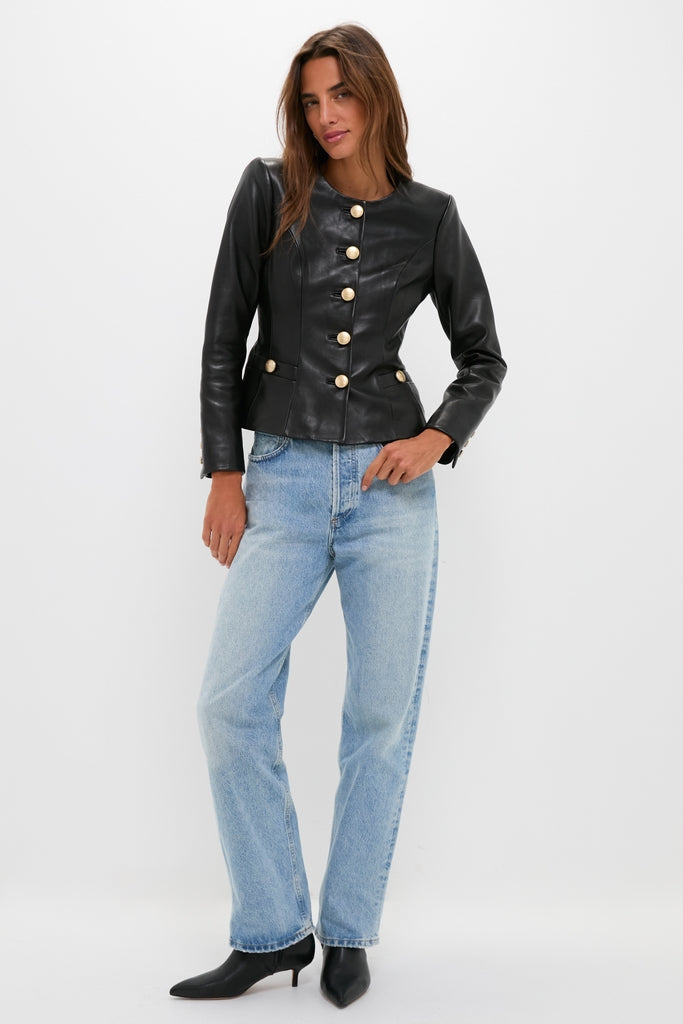 Black Mariella Collarless Blazer