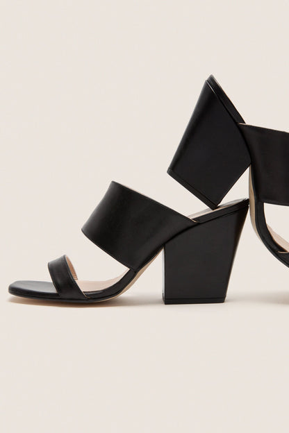 Black Leather Carly Heels