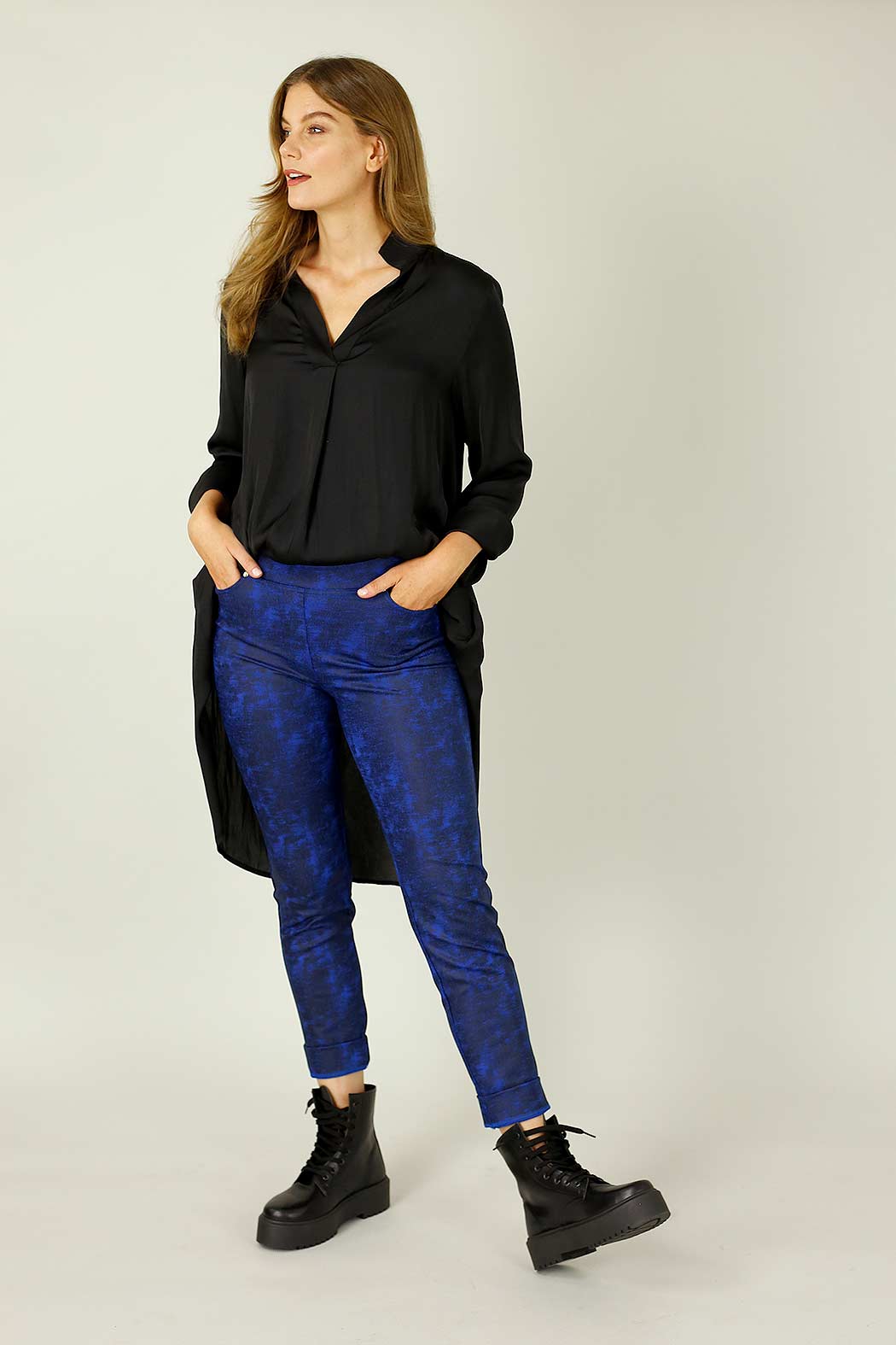 Cobalt Leatherette Pull On Jean - SALE