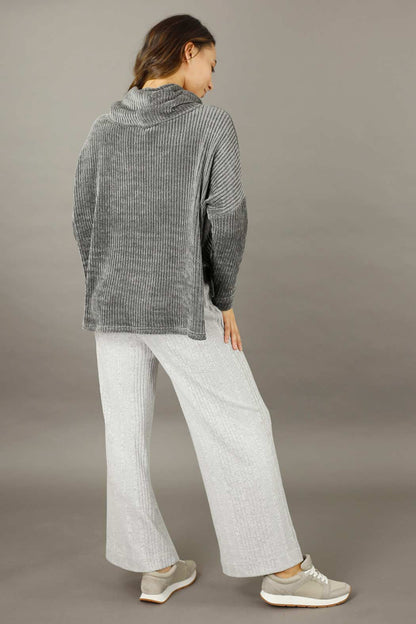 Dark Grey Velour Turtle Neck - FINAL SALE