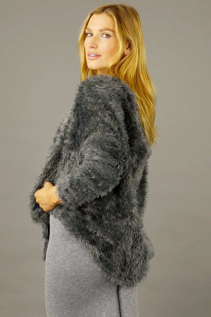 Dark Grey Plush Vee Jumper