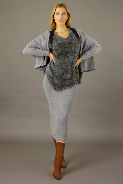 Dark Grey Plush Vee Jumper