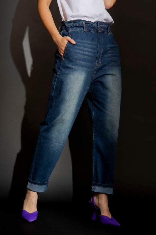 Dark Denim Paperbag Jeans Dark Denim