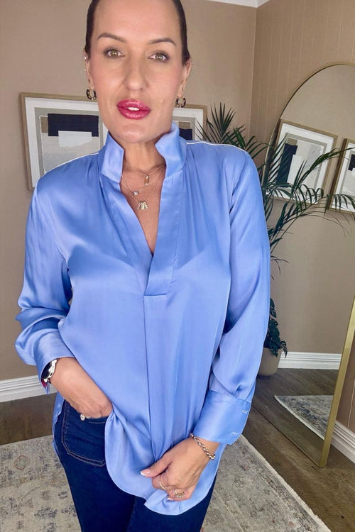 Cornflower Piped Blogger Shirt
