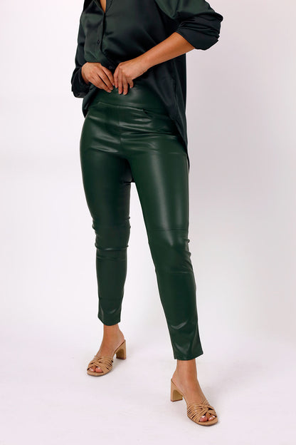 Dark Forest Vegan Leather Slim Pant - SALE
