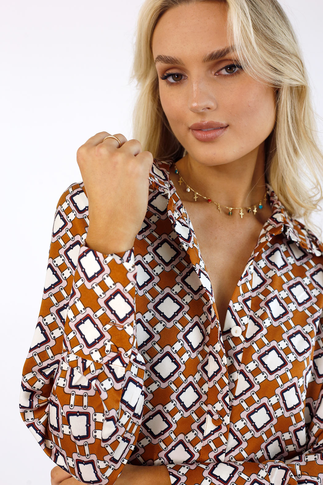 Gold Silky Ruffle Slim Fit Shirt - FINAL SALE
