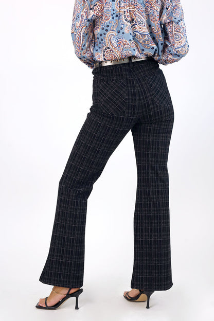 Charcoal Ponte Check Flare - SALE