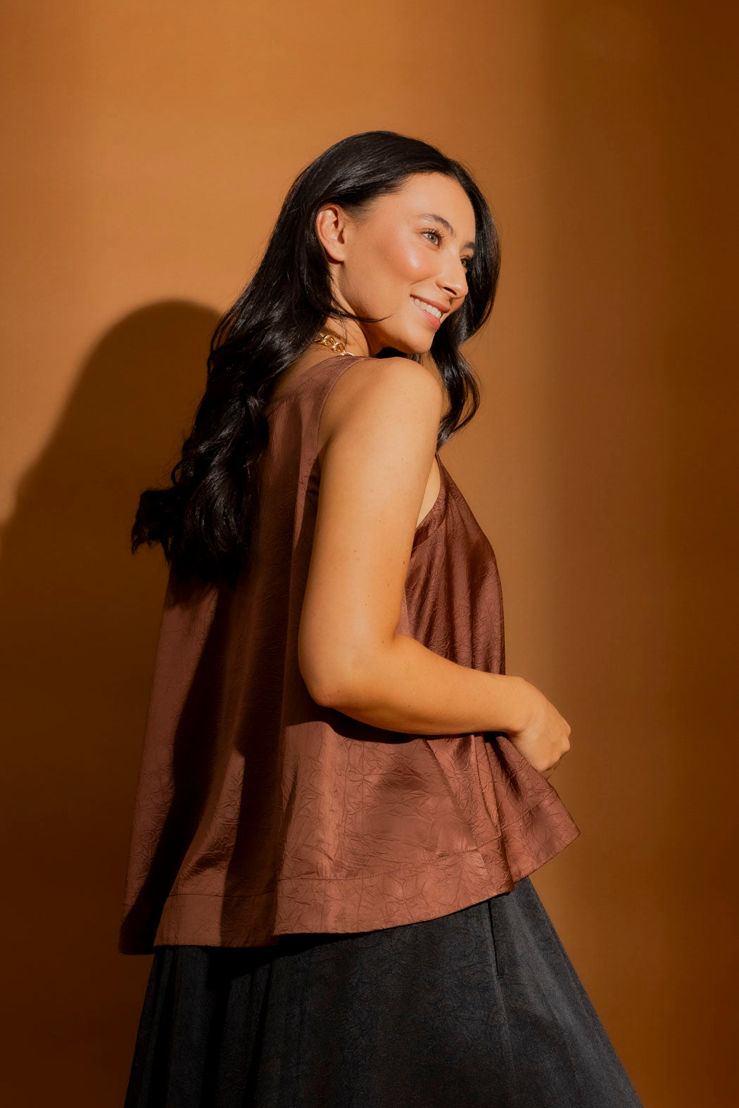 Chocolate Embossed Bell Cami