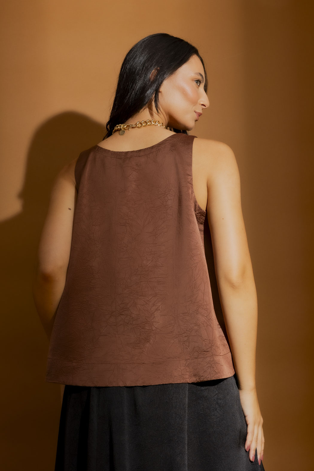 Chocolate Embossed Bell Cami