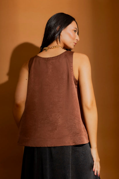 Chocolate Embossed Bell Cami