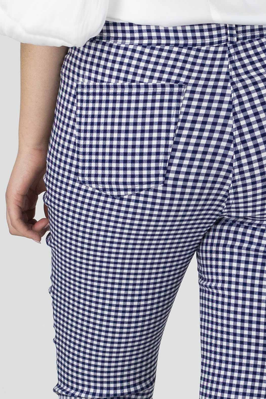 Gingham Bengaline Slim Leg Jean - Final Sale