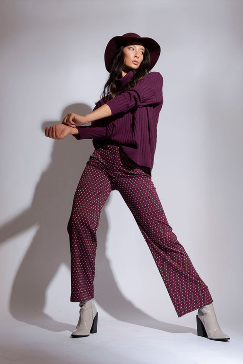 Dark Pink Star Mia Wide Pant - Final Sale