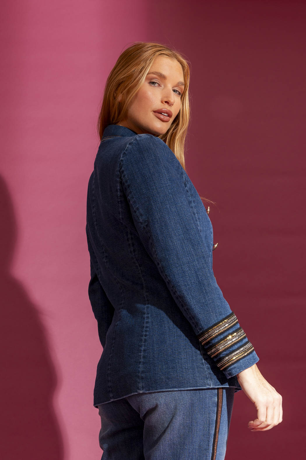 Dark Denim Embellished Sisca Blazer