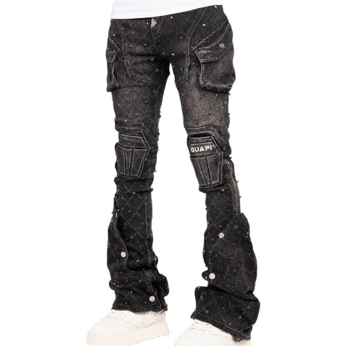 GUAPI - Stacked Obsidian Embellish Denim - Black Coffin