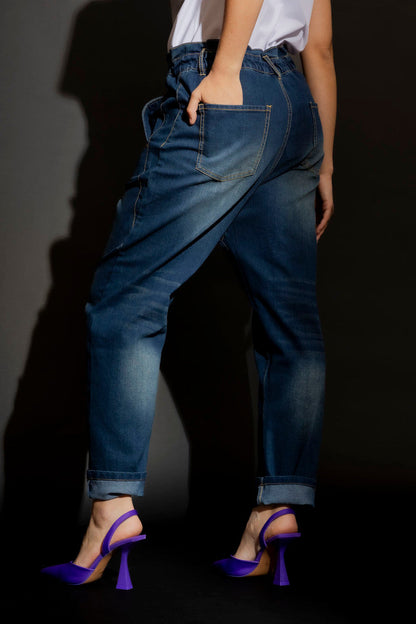 Dark Denim Paperbag Jeans Dark Denim