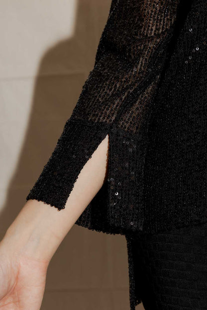 Black Sequin Over Top