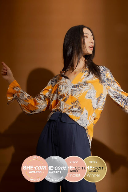Fern Print Femme Blogger Shirt Yellow