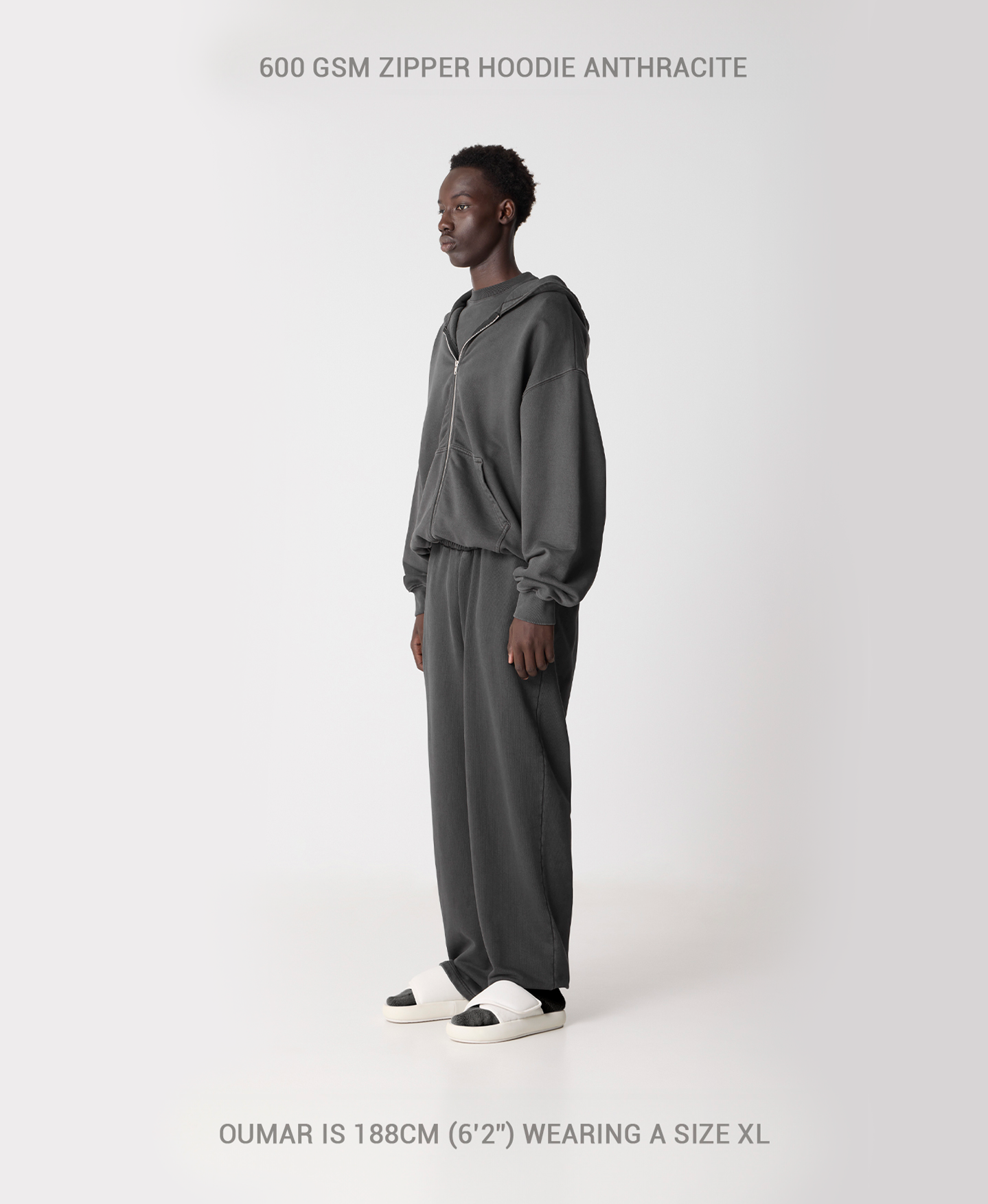 600 GSM 'Anthracite' Zipper