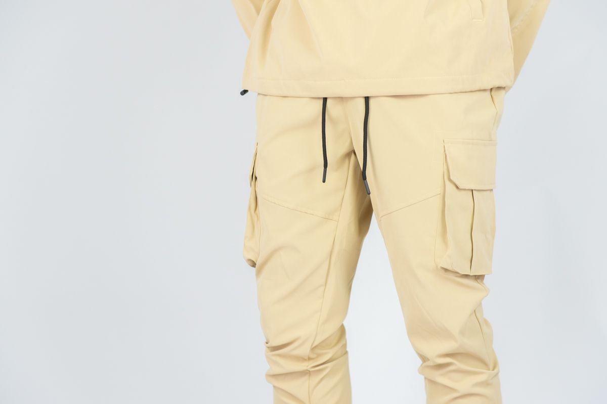 R - Stacked Flare Nylon Cargo -  Khaki- 422