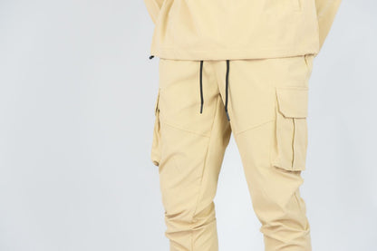 R - Stacked Flare Nylon Cargo -  Khaki- 422