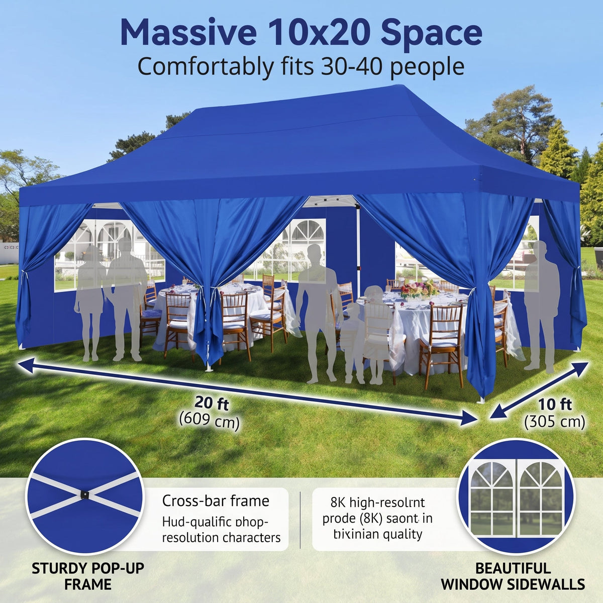 🔥[Hot sale]🔥10x20Pop up Canopy Tent with 6 sidewalls Commercial Heavy Duty Canopy UPF 50+ All Weather Waterproof Outdoor Wedding Party Tents