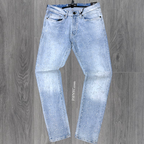 JC - Embroidery w Rhinestones Slim Jeans - Blue  - 2352