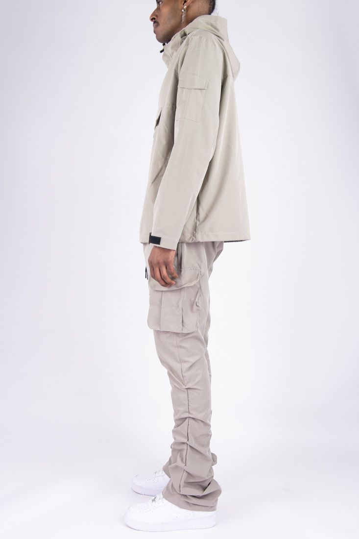 R - Stacked Flare Nylon Cargo -  Taup - 422