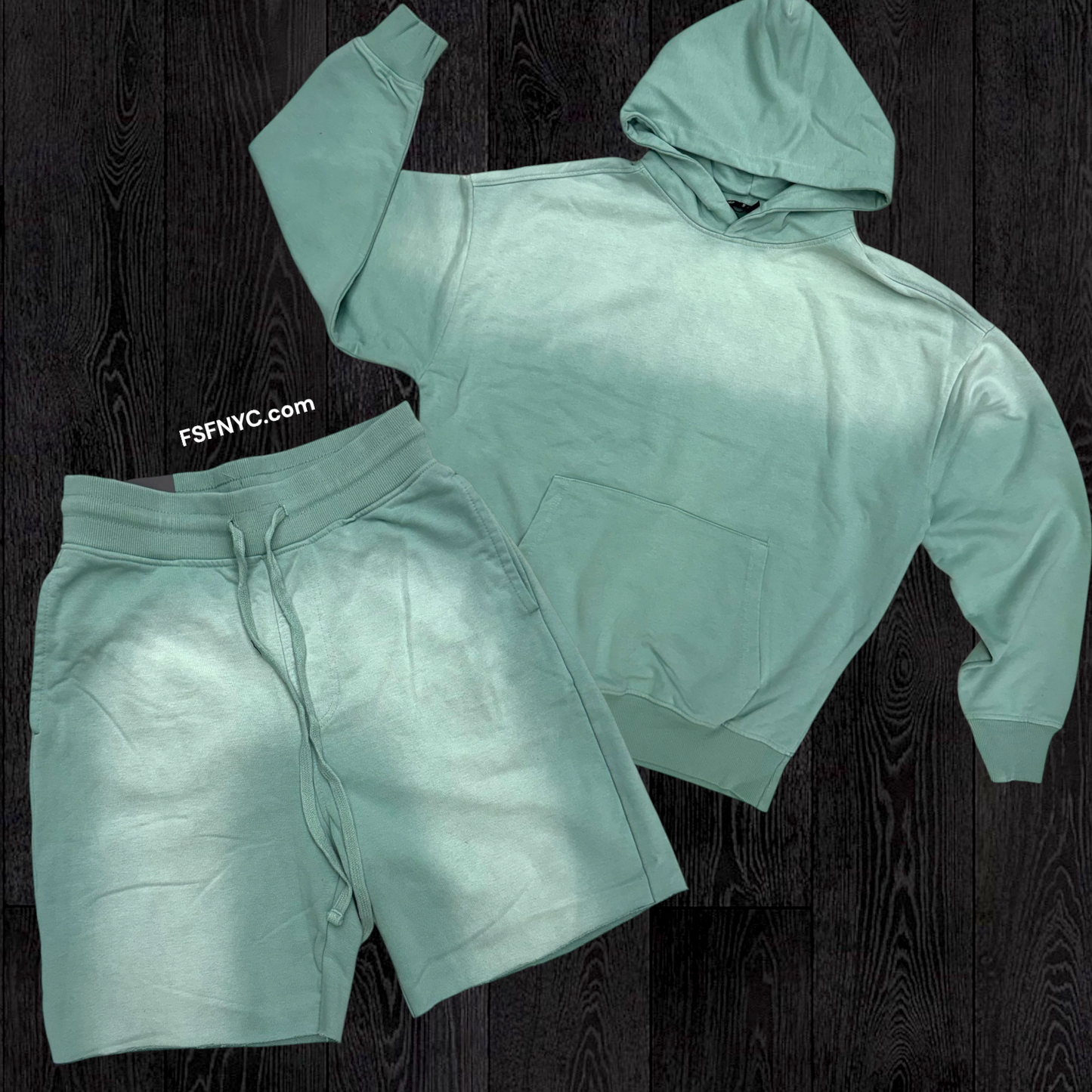 Rebel - Hoodie Short Set - Sage Green
