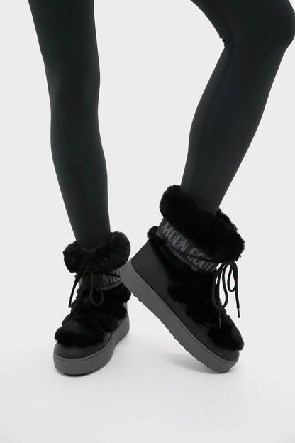 Black LTrack Faux Fur Boots