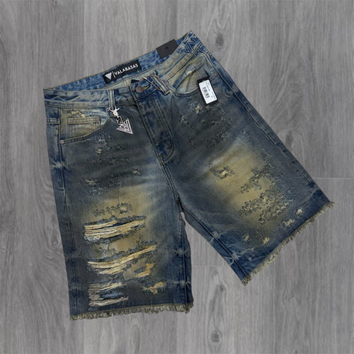Valabasas - Clipped Denim Shorts -Dirty Blue - 1034
