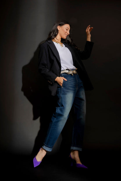Dark Denim Paperbag Jeans Dark Denim