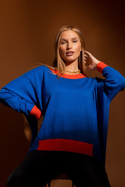 Cobalt / Orange Two Tone Knit