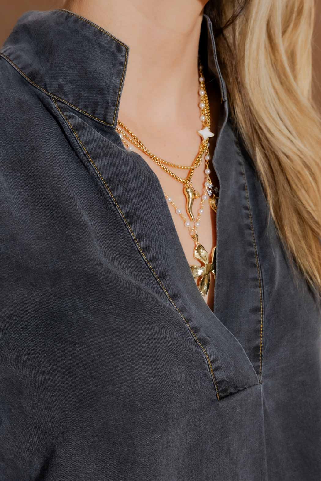 Gold Venetian Star Necklace Gold O/S