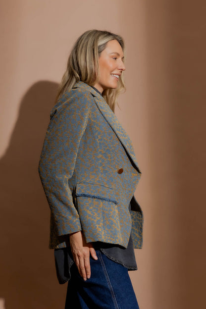Gold Animal Denim Sisca Blazer Gold Animal