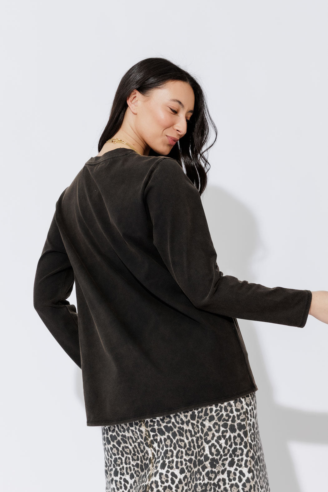 Charcoal Washed Cotton Band T-Shirt
