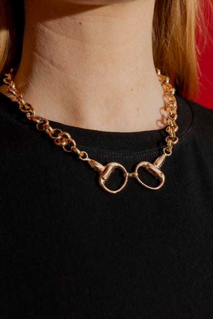 Gold Horsebit Necklace Gold O/S