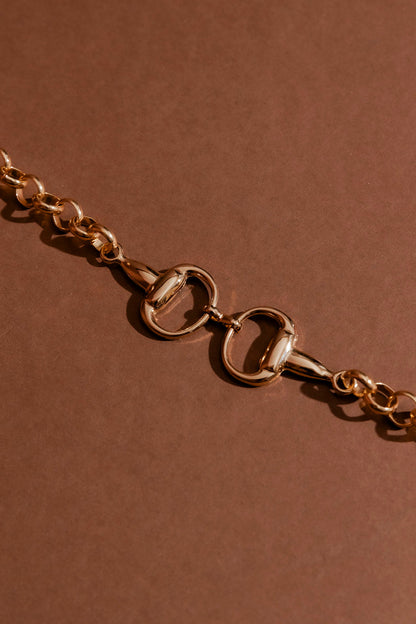 Gold Horsebit Necklace Gold O/S