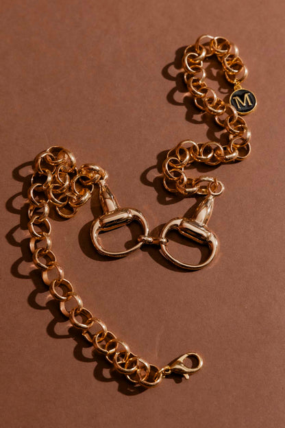 Gold Horsebit Necklace Gold O/S